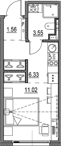 Планировка — Новая земля, Студия, 22 м²