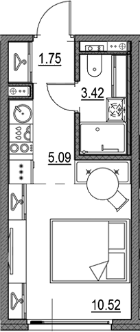 Планировка — Новая земля, Студия, 21 м²