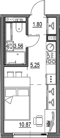 Планировка — Новая земля, Студия, 21 м²