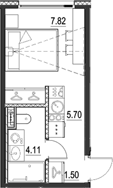 Планировка — Новая земля, Студия, 19 м²