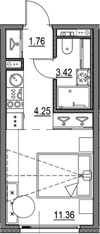 Планировка — Новая земля, Студия, 21 м²