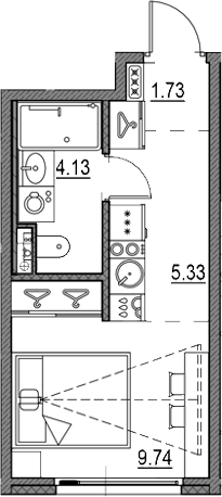 Планировка — Новая земля, Студия, 21 м²