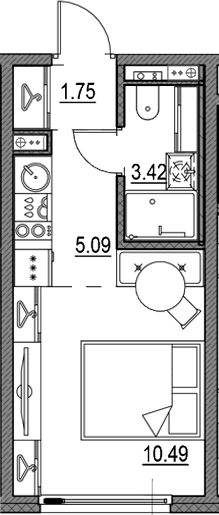 Планировка — Новая земля, Студия, 21 м²