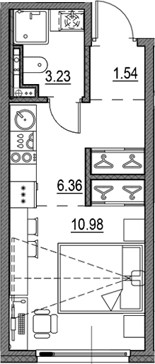 Планировка — Новая земля, Студия, 22 м²