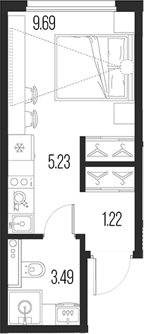 Планировка — Новая земля, Студия, 20 м²