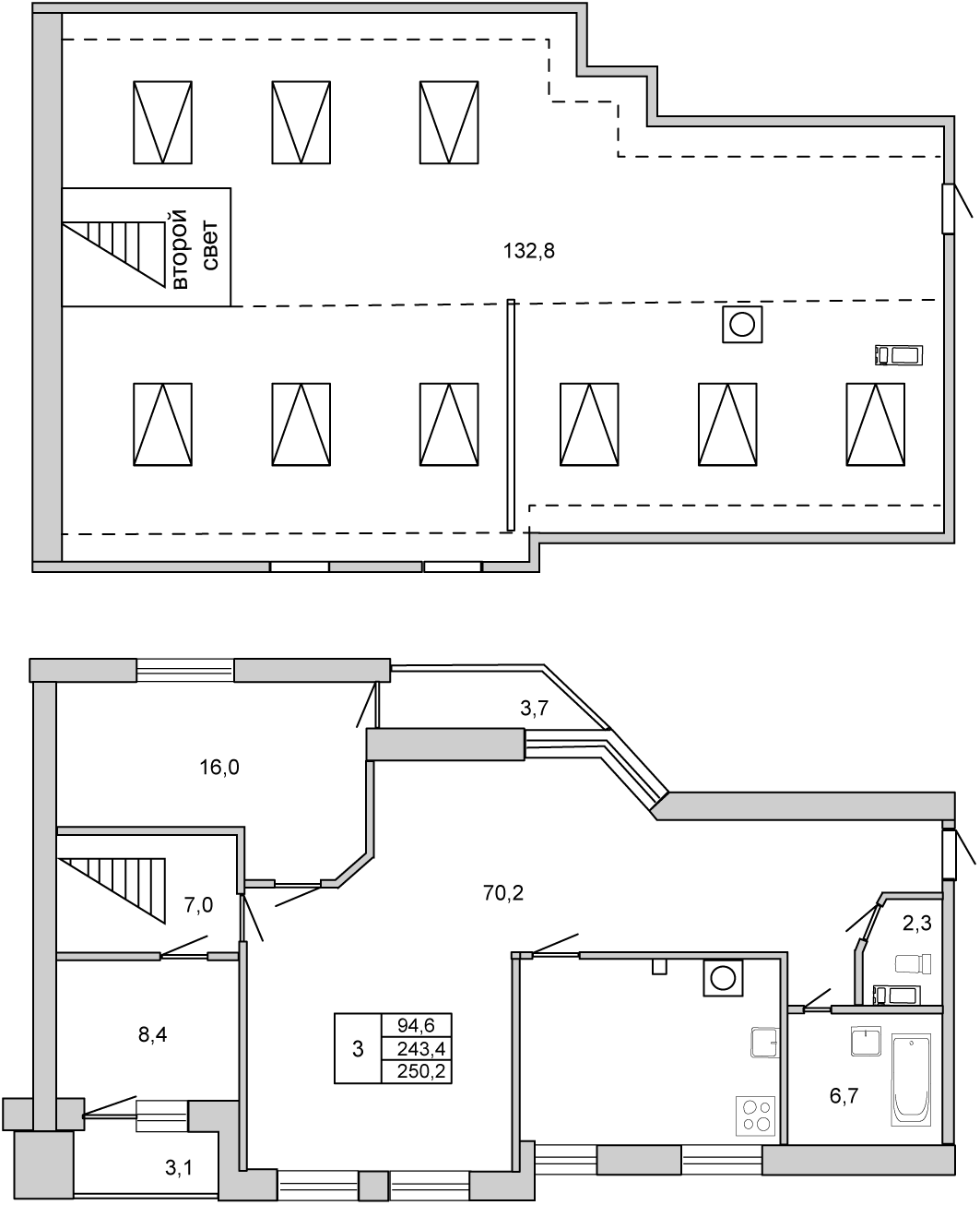 Планировка — У ОЗЕРА, 4-комн., 243 м²
