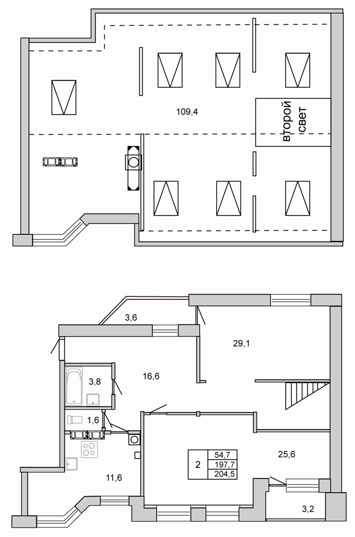 Планировка — У ОЗЕРА, 2-комн., 198 м²