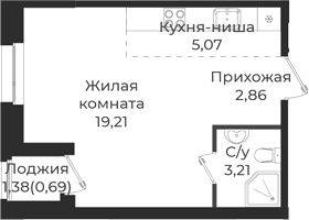 Планировка — Новатория, Студия, 30 м²