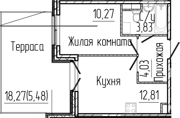 Планировка — SERTOLOVO PARK, 1-комн., 31 м²