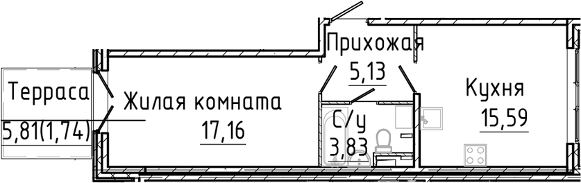 Планировка — SERTOLOVO PARK, 2-комн., 42 м²