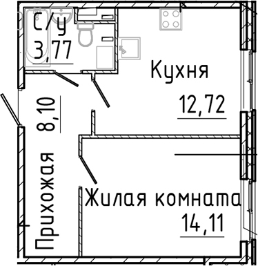 Планировка — SERTOLOVO PARK, 1-комн., 39 м²