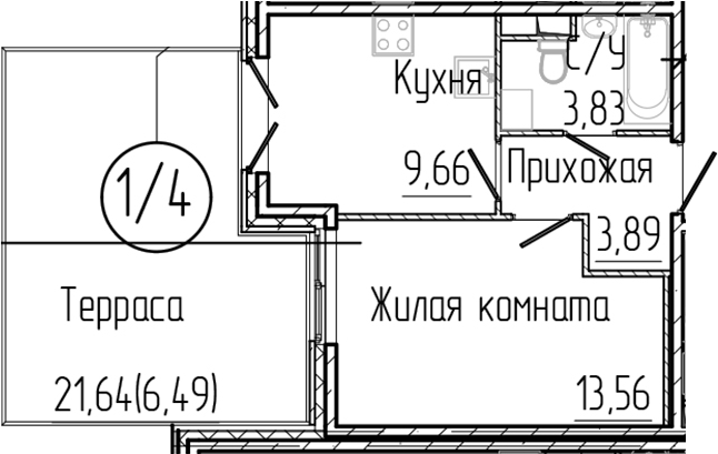 Планировка — SERTOLOVO PARK, 1-комн., 31 м²