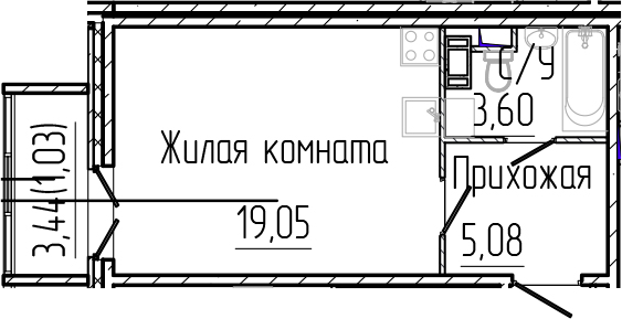 Планировка — SERTOLOVO PARK, Студия, 28 м²