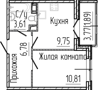 Планировка — SERTOLOVO PARK, 1-комн., 31 м²