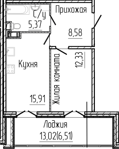 Планировка — SERTOLOVO PARK, 2-комн., 42 м²