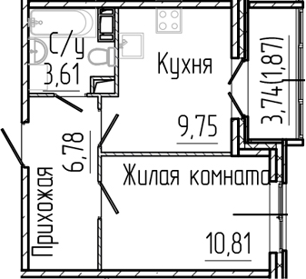 Планировка — SERTOLOVO PARK, 1-комн., 31 м²