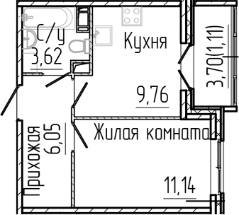 Планировка — SERTOLOVO PARK, 1-комн., 31 м²