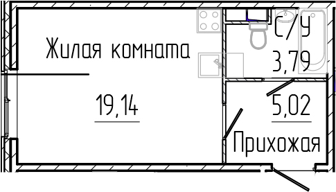Планировка — SERTOLOVO PARK, Студия, 28 м²