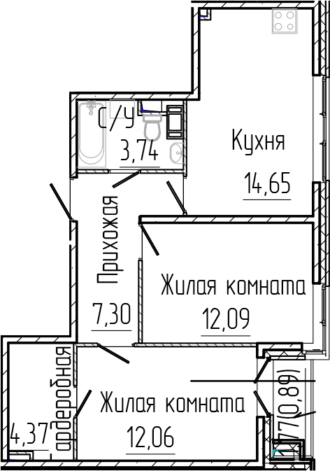 Планировка — SERTOLOVO PARK, 2-комн., 54 м²