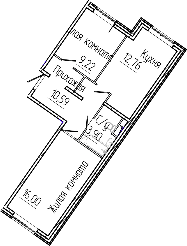 Планировка — SERTOLOVO PARK, 2-комн., 52 м²