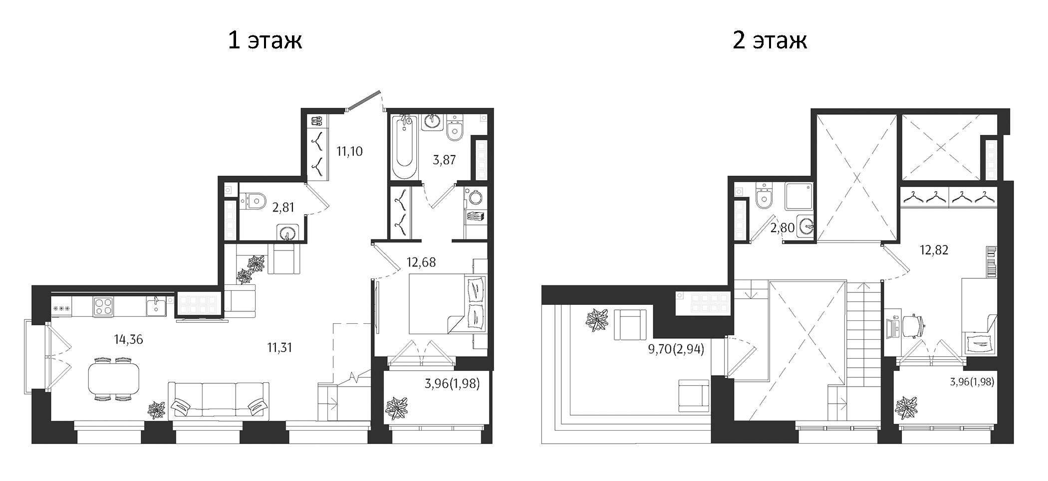 Планировка — Ranta Residence, 3-комн., 72 м²