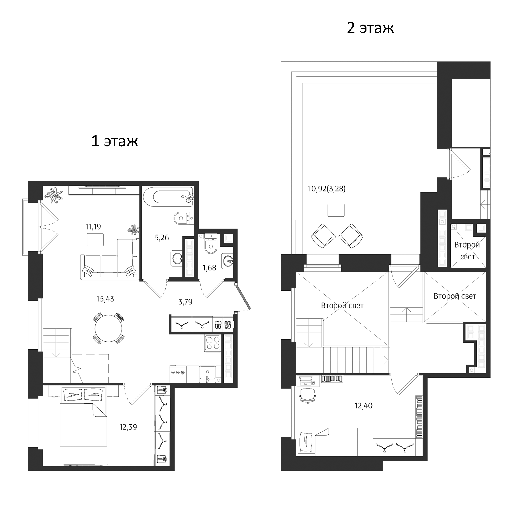 Планировка — Ranta Residence, 3-комн., 62 м²