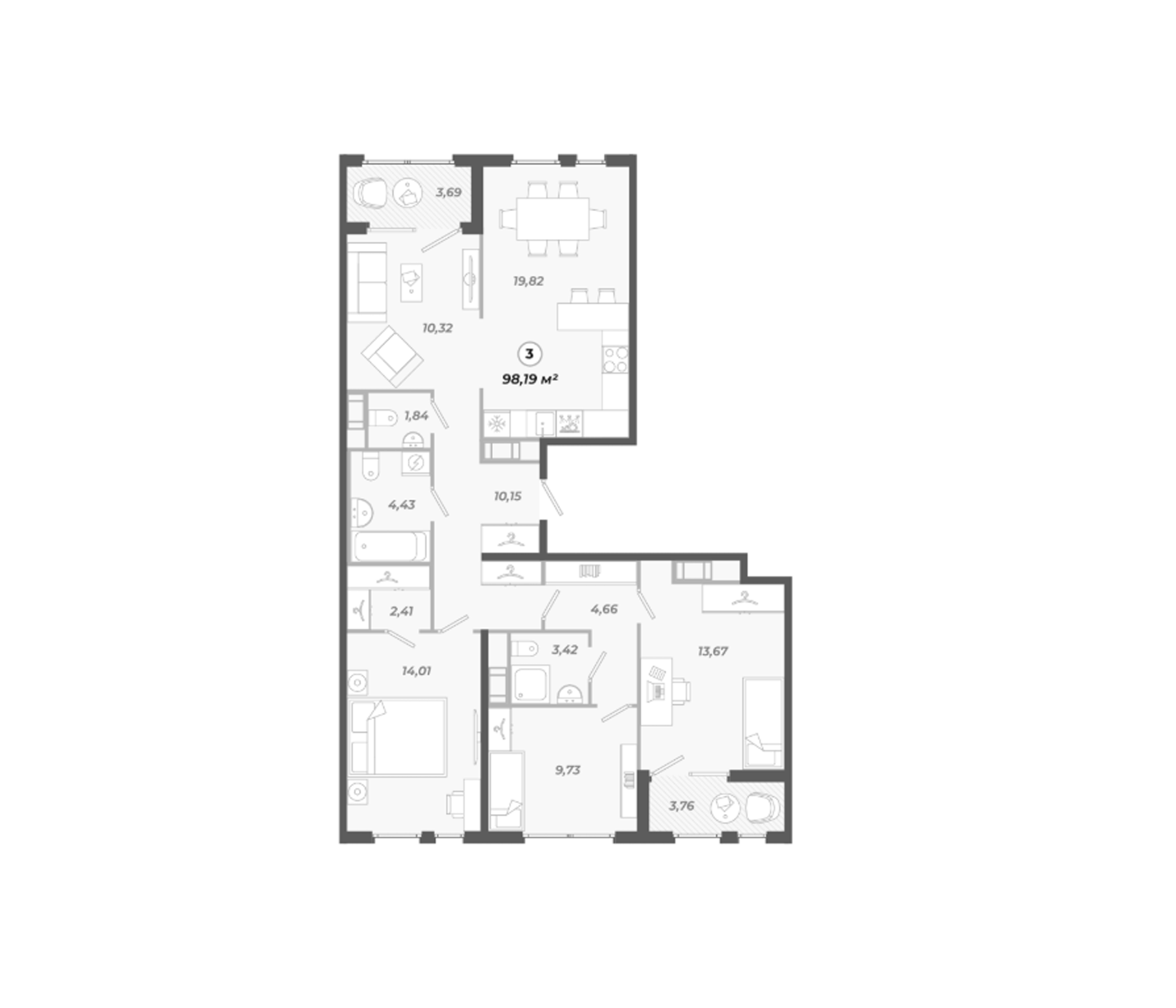 Планировка — Знатный, 5-комн., 94 м²