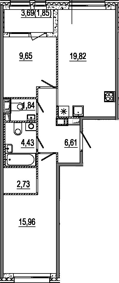 Планировка — Знатный, 3-комн., 61 м²