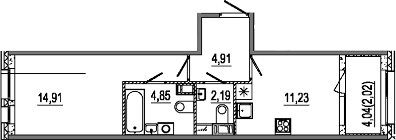 Планировка — Знатный, 1-комн., 38 м²