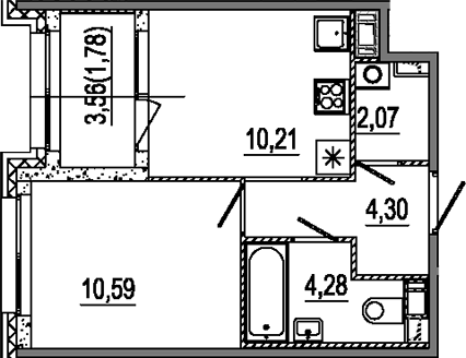 Планировка — Знатный, 1-комн., 31 м²