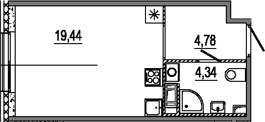 Планировка — Знатный, Студия, 29 м²