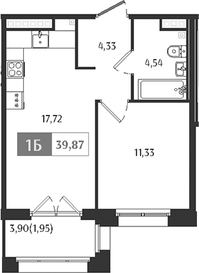 Планировка — Ranta Residence, 2-комн., 38 м²