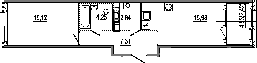 Планировка — Знатный, 2-комн., 46 м²