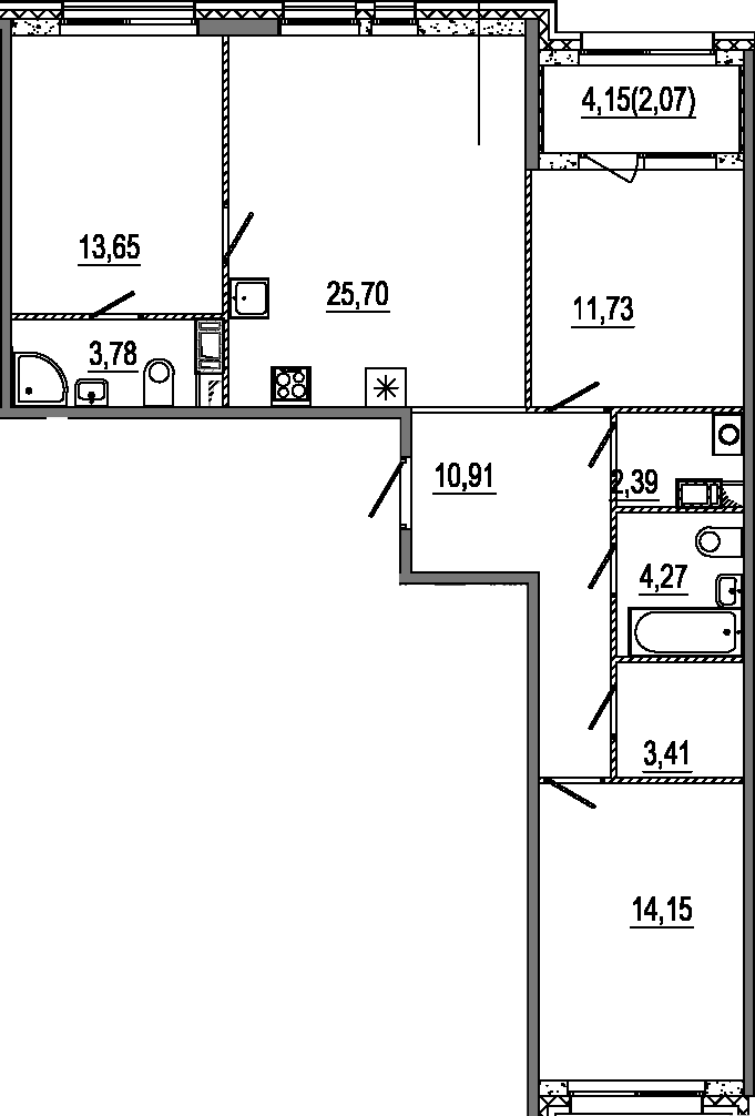 Планировка — Знатный, 4-комн., 90 м²