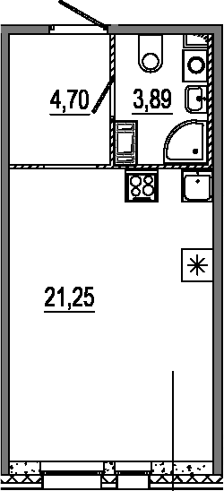 Планировка — Знатный, Студия, 30 м²