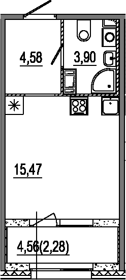 Планировка — Знатный, Студия, 24 м²