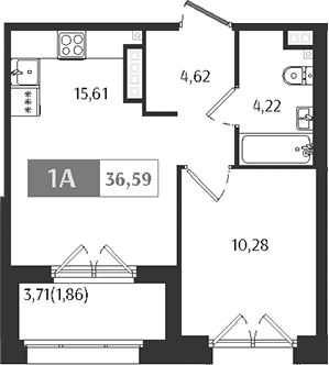 Планировка — Ranta Residence, 2-комн., 35 м²