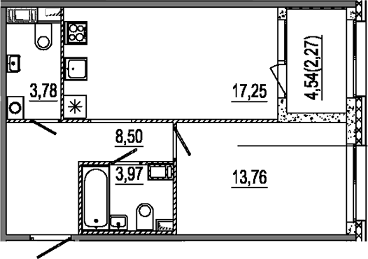 Планировка — Знатный, 2-комн., 47 м²