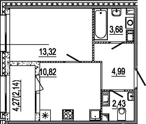 Планировка — Знатный, 1-комн., 35 м²