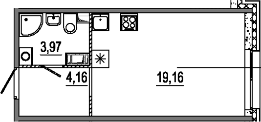 Планировка — Знатный, Студия, 27 м²
