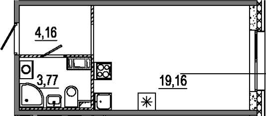 Планировка — Знатный, Студия, 27 м²