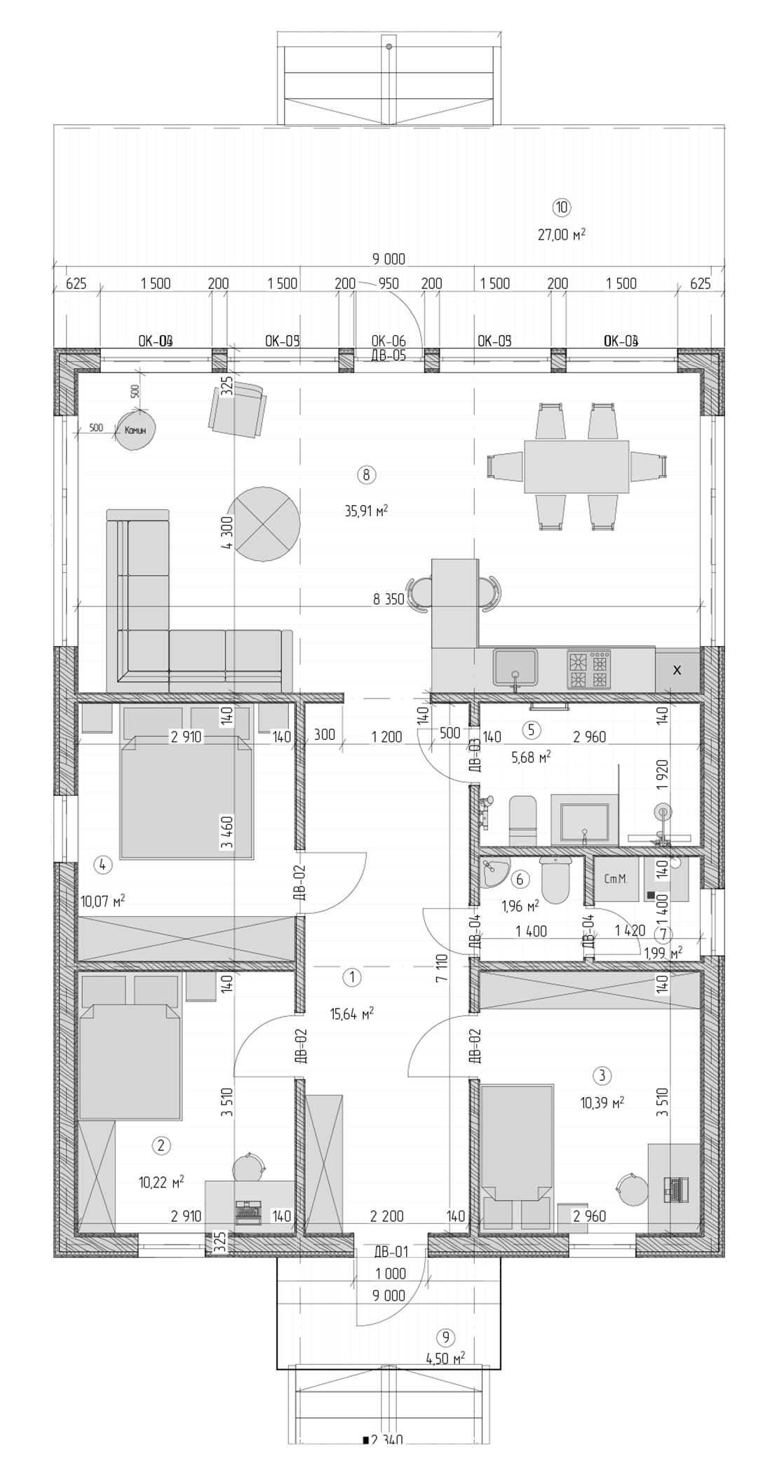 Планировка — Коттеджный поселок Волхов Берег, 3-комн., 109 м²
