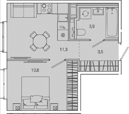 Планировка — OKLA, 1-комн., 30 м²