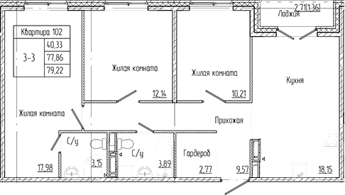 Планировка — Арт Парк, 4-комн., 78 м²