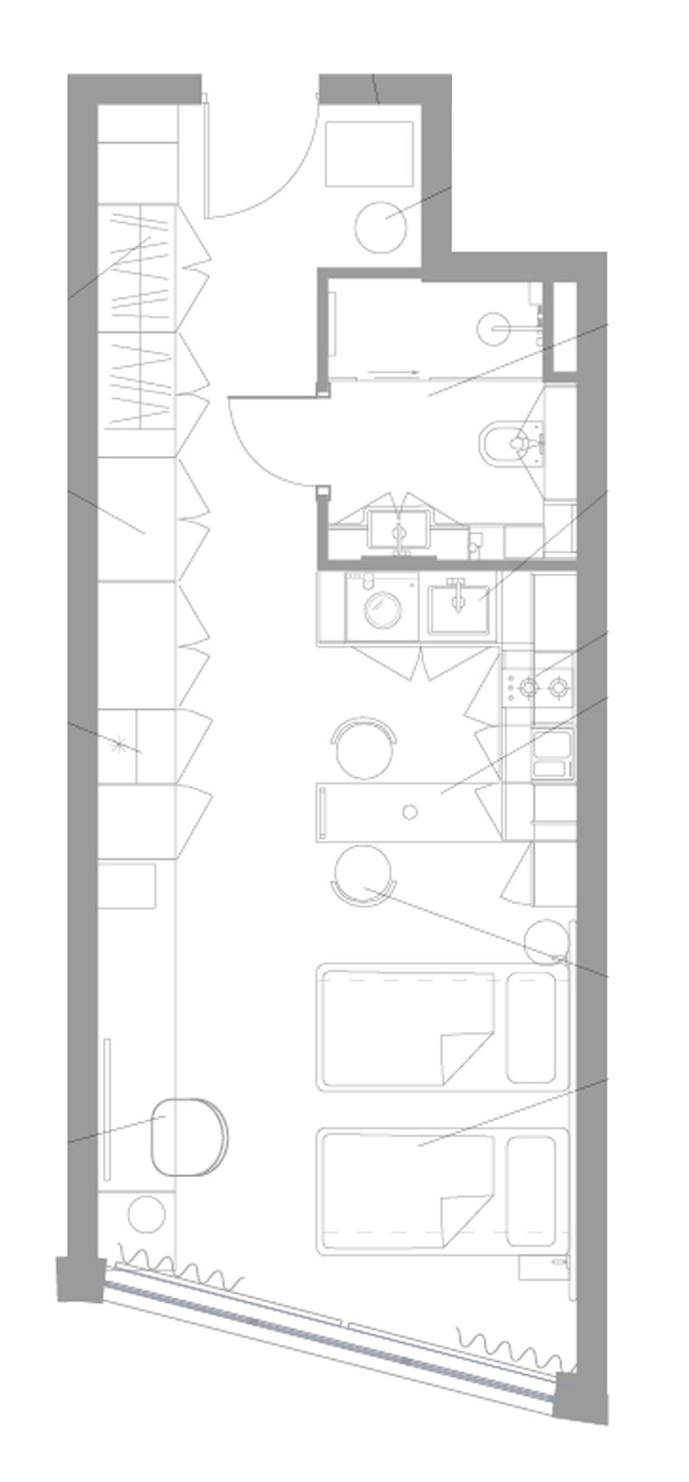Планировка — Апарт-отель Well Московский, Студия, 35 м²