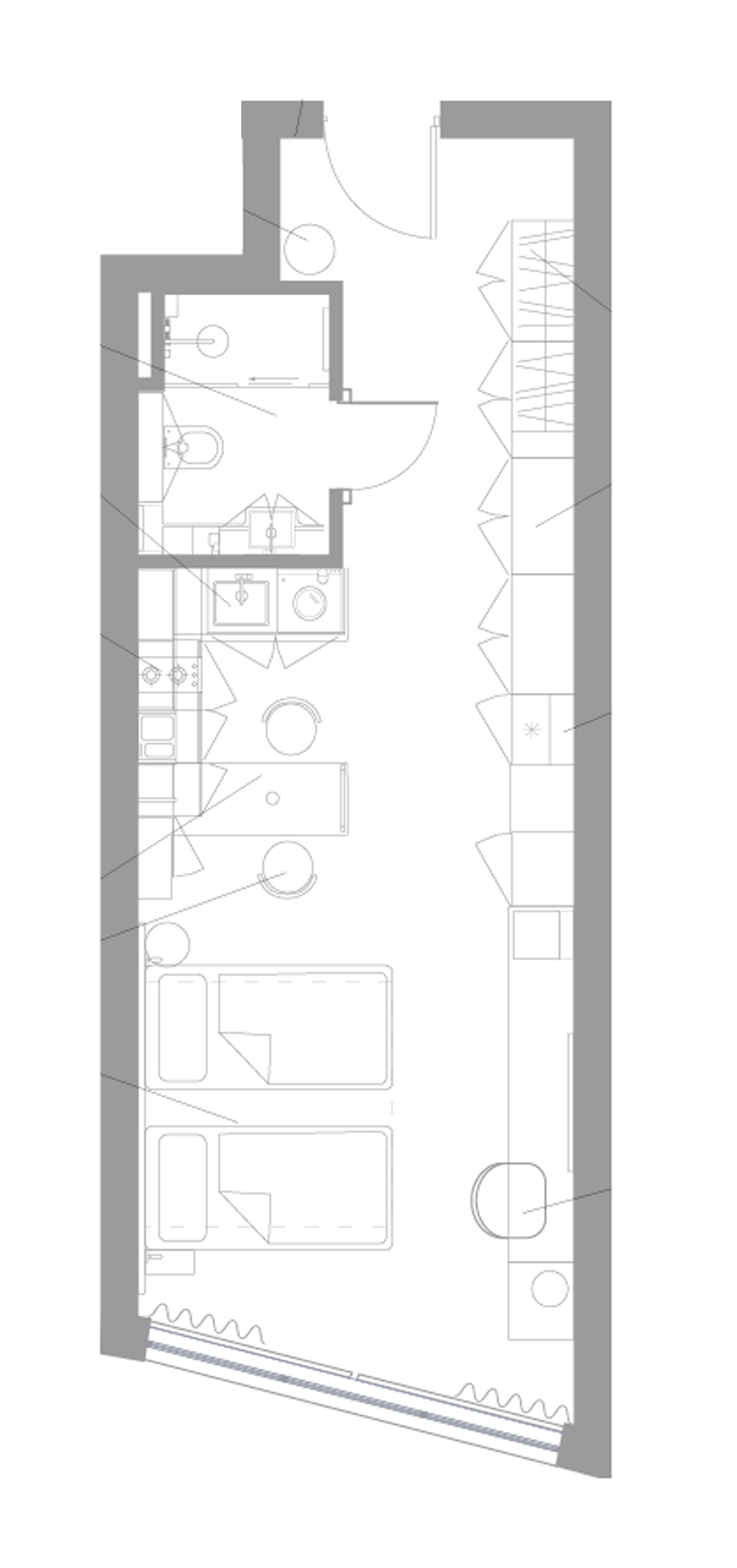 Планировка — Апарт-отель Well Московский, Студия, 38 м²