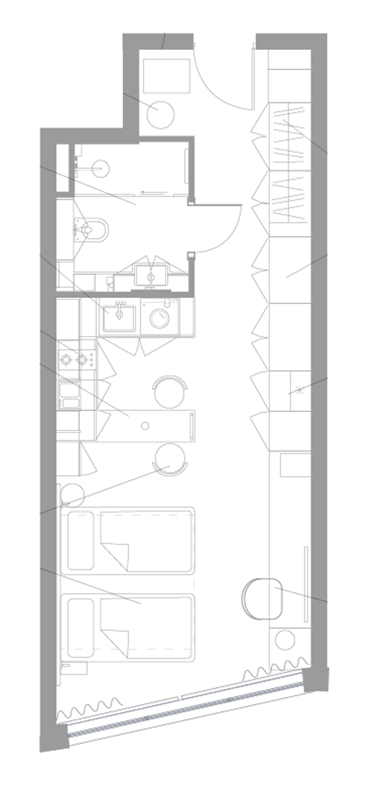 Планировка — Апарт-отель Well Московский, Студия, 35 м²