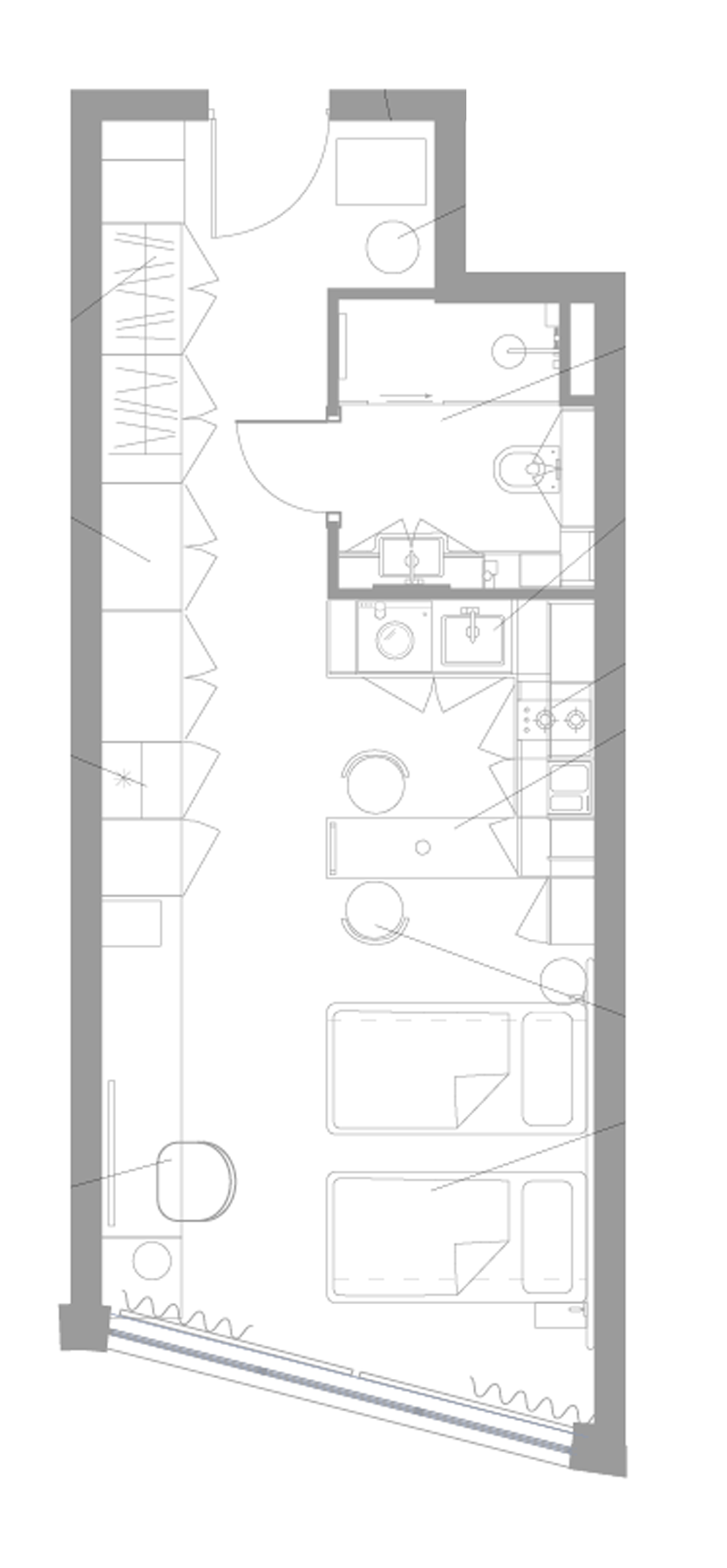 Планировка — Апарт-отель Well Московский, Студия, 35 м²