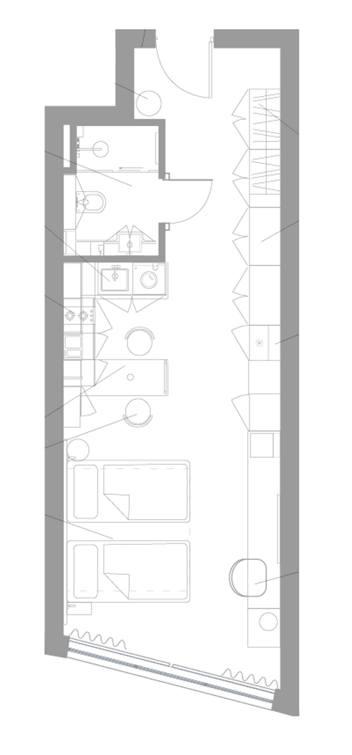 Планировка — Апарт-отель Well Московский, Студия, 38 м²