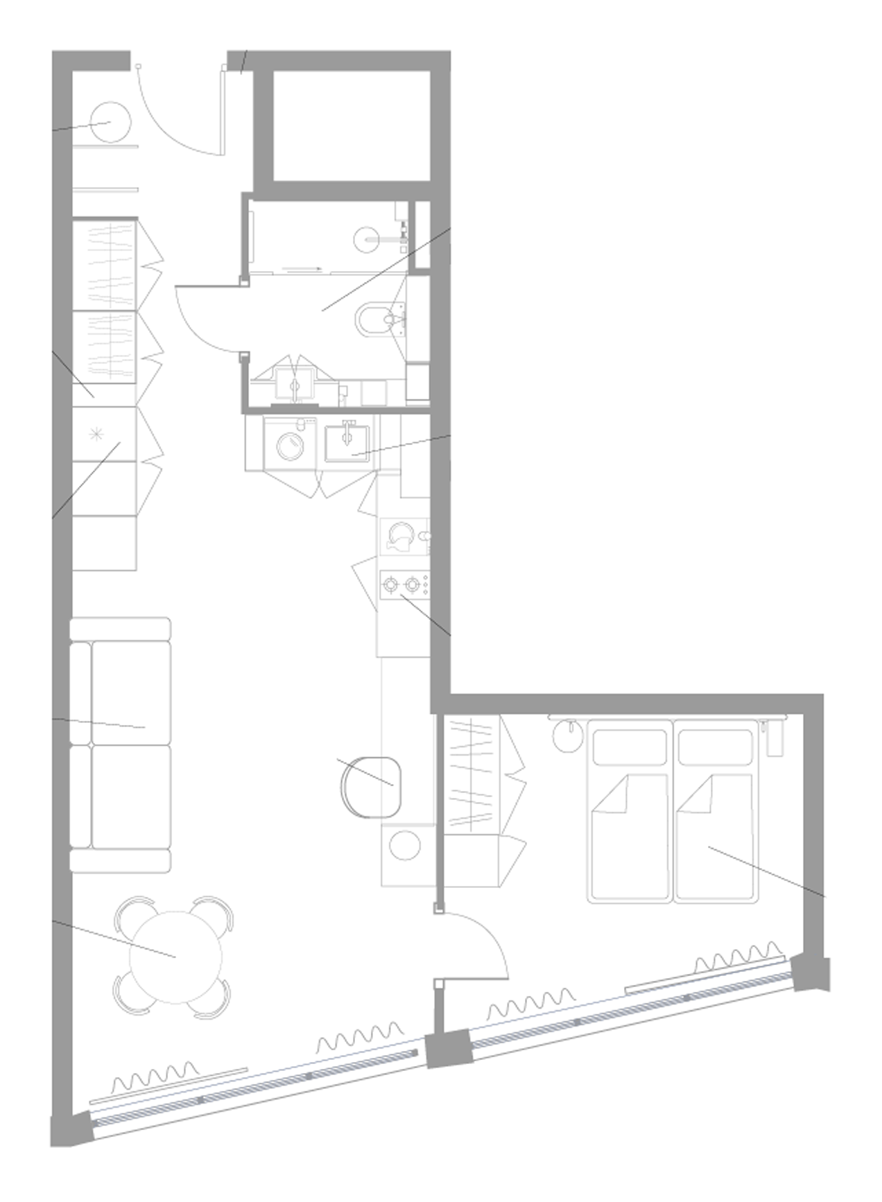 Планировка — Апарт-отель Well Московский, Студия, 49 м²